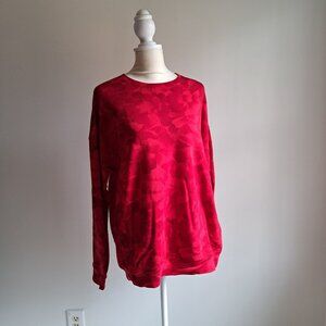 Athleta S red floral sweatshirt top shirt